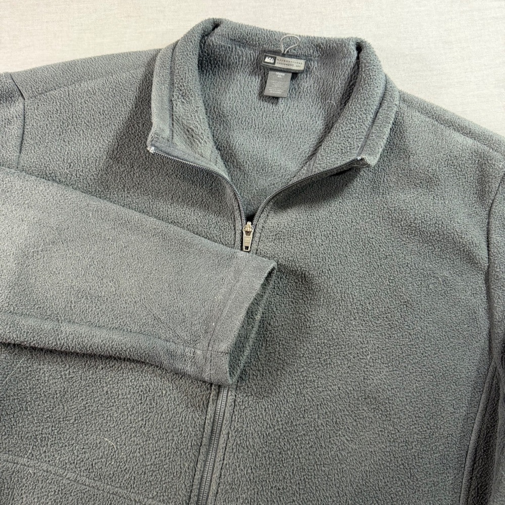 REI Fleece Jacket Mens XL Gray Excellent Full Zip Mock Neck Outdoor Layer